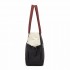 HBM2611 - Miss Lulu Chic Roomy Ladies Shoulder Tote Bag, with 15.6-inch Laptop Sleeve and Luggage Strap for Daily Use - Beige And Black