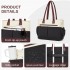 HBM2611 - Miss Lulu Chic Roomy Ladies Shoulder Tote Bag, with 15.6-inch Laptop Sleeve and Luggage Strap for Daily Use - Beige And Black