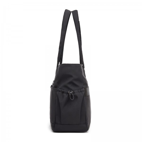 HBM2611 - Miss Lulu Chic Roomy Ladies Shoulder Tote Bag, with 15.6-inch Laptop Sleeve and Luggage Strap for Daily Use - Black