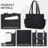 HBM2611 - Miss Lulu Chic Roomy Ladies Shoulder Tote Bag, with 15.6-inch Laptop Sleeve and Luggage Strap for Daily Use - Black