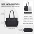 HBM2611 - Miss Lulu Chic Roomy Ladies Shoulder Tote Bag, with 15.6-inch Laptop Sleeve and Luggage Strap for Daily Use - Black
