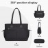 HBM2611 - Miss Lulu Chic Roomy Ladies Shoulder Tote Bag, with 15.6-inch Laptop Sleeve and Luggage Strap for Daily Use - Black