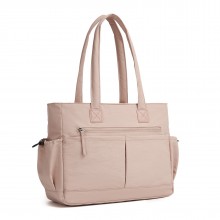 HBM2611 - Miss Lulu Schicker geräumiger Damen-Schultertasche-Tote mit 15,6-Zoll-Laptophülle und Gepäckgurt für den Alltag - Rosa