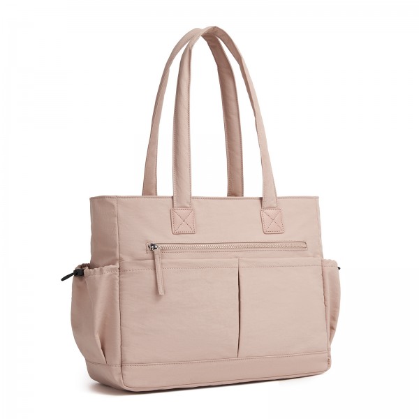 HBM2611 - Miss Lulu Schicker geräumiger Damen-Schultertasche-Tote mit 15,6-Zoll-Laptophülle und Gepäckgurt für den Alltag - Rosa