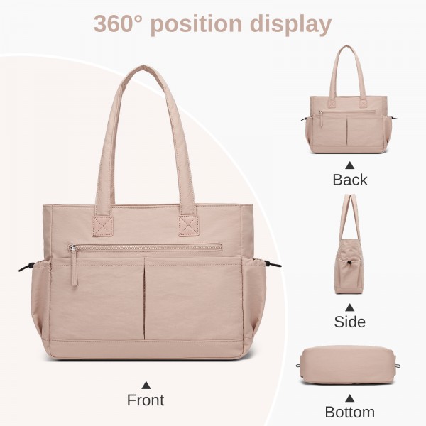 HBM2611 - Miss Lulu Schicker geräumiger Damen-Schultertasche-Tote mit 15,6-Zoll-Laptophülle und Gepäckgurt für den Alltag - Rosa