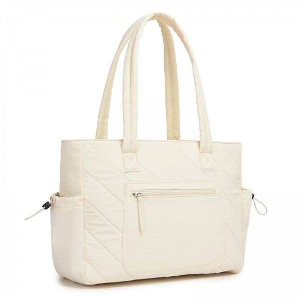 HBM2612 - Miss Lulu Minimalistische Langlebige Umhängetasche für Arbeit, Schule & Reisen mit Laptopfach und Mehreren Taschen - Beige