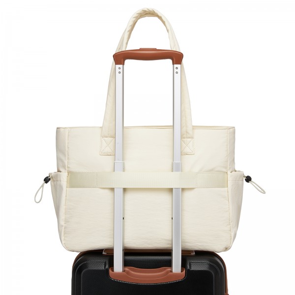 HBM2612 - Miss Lulu Minimalistische Langlebige Umhängetasche für Arbeit, Schule & Reisen mit Laptopfach und Mehreren Taschen - Beige