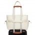 HBM2612 - Miss Lulu Minimalistische Langlebige Umhängetasche für Arbeit, Schule & Reisen mit Laptopfach und Mehreren Taschen - Beige