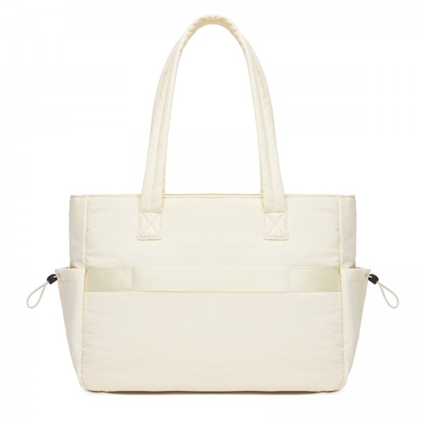 HBM2612 - Miss Lulu Minimalistische Langlebige Umhängetasche für Arbeit, Schule & Reisen mit Laptopfach und Mehreren Taschen - Beige