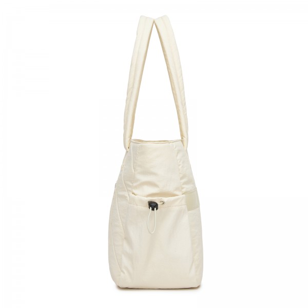 HBM2612 - Miss Lulu Minimalistische Langlebige Umhängetasche für Arbeit, Schule & Reisen mit Laptopfach und Mehreren Taschen - Beige