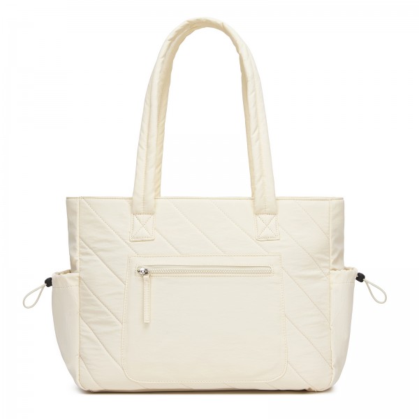 HBM2612 - Miss Lulu Minimalistische Langlebige Umhängetasche für Arbeit, Schule & Reisen mit Laptopfach und Mehreren Taschen - Beige