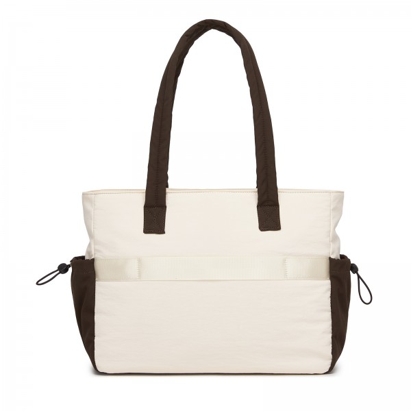 HBM2612 - Miss Lulu Minimalistische Langlebige Umhängetasche für Arbeit, Schule & Reisen mit Laptopfach und Mehreren Taschen - Beige und Braun
