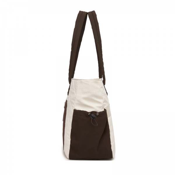 HBM2612 - Miss Lulu Minimalistische Langlebige Umhängetasche für Arbeit, Schule & Reisen mit Laptopfach und Mehreren Taschen - Beige und Braun