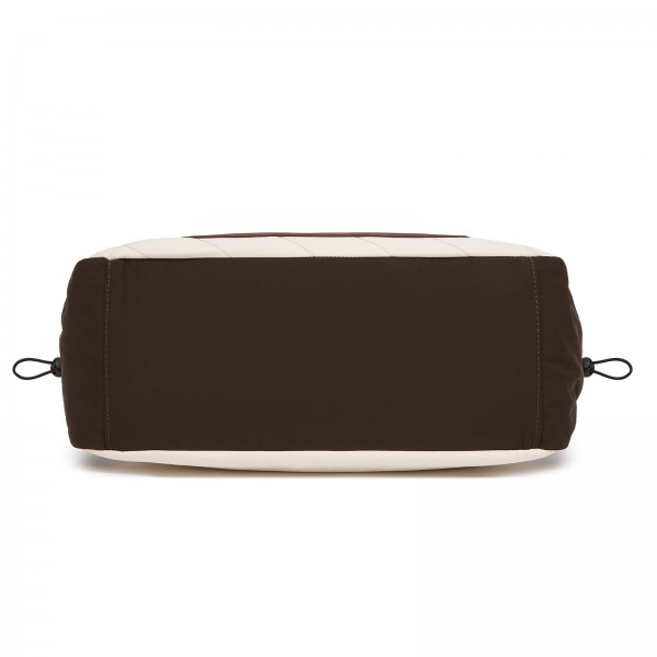 HBM2612 - Miss Lulu Minimalistische Langlebige Umhängetasche für Arbeit, Schule & Reisen mit Laptopfach und Mehreren Taschen - Beige und Braun