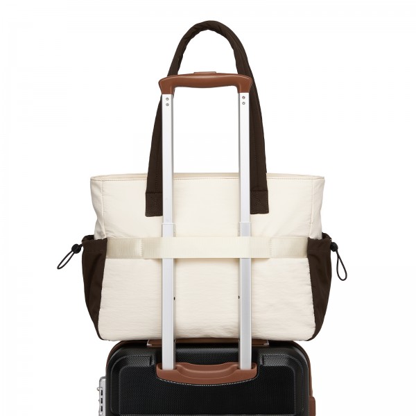 HBM2612 - Miss Lulu Minimalistische Langlebige Umhängetasche für Arbeit, Schule & Reisen mit Laptopfach und Mehreren Taschen - Beige und Braun