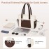 HBM2612 - Miss Lulu Minimalistische Langlebige Umhängetasche für Arbeit, Schule & Reisen mit Laptopfach und Mehreren Taschen - Beige und Braun
