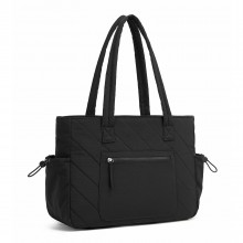 HBM2612 - Miss Lulu Minimalistische Langlebige Umhängetasche für Arbeit, Schule & Reisen mit Laptopfach und Mehreren Taschen - Schwarz