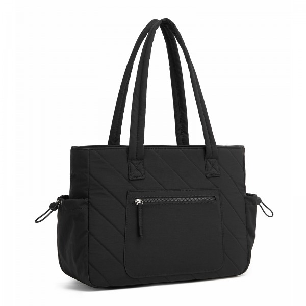 HBM2612 - Miss Lulu Minimalistische Langlebige Umhängetasche für Arbeit, Schule & Reisen mit Laptopfach und Mehreren Taschen - Schwarz