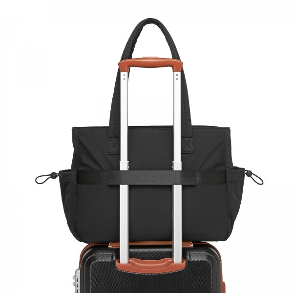 HBM2612 - Miss Lulu Minimalistische Langlebige Umhängetasche für Arbeit, Schule & Reisen mit Laptopfach und Mehreren Taschen - Schwarz