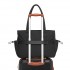 HBM2612 - Miss Lulu Minimalistische Langlebige Umhängetasche für Arbeit, Schule & Reisen mit Laptopfach und Mehreren Taschen - Schwarz