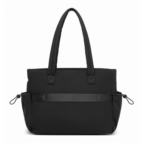 HBM2612 - Miss Lulu Minimalistische Langlebige Umhängetasche für Arbeit, Schule & Reisen mit Laptopfach und Mehreren Taschen - Schwarz