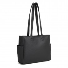 HBM2618 - Miss Lulu Women’s Large Capacity PVC Tote Bag, 13‑inch Tablet Compartment, Commute & Shopping Handbag - Black