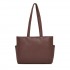 HBM2618 - Miss Lulu Women’s Large Capacity PVC Tote Bag, 13‑inch Tablet Compartment, Commute & Shopping Handbag - Brown