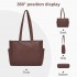 HBM2618 - Miss Lulu Women’s Large Capacity PVC Tote Bag, 13‑inch Tablet Compartment, Commute & Shopping Handbag - Brown