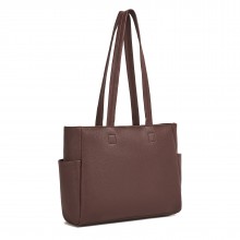 HBM2618 - Miss Lulu Women’s Large Capacity PVC Tote Bag, 13‑inch Tablet Compartment, Commute & Shopping Handbag - Brown
