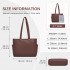 HBM2618 - Miss Lulu Women’s Large Capacity PVC Tote Bag, 13‑inch Tablet Compartment, Commute & Shopping Handbag - Brown