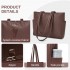 HBM2618 - Miss Lulu Women’s Large Capacity PVC Tote Bag, 13‑inch Tablet Compartment, Commute & Shopping Handbag - Brown