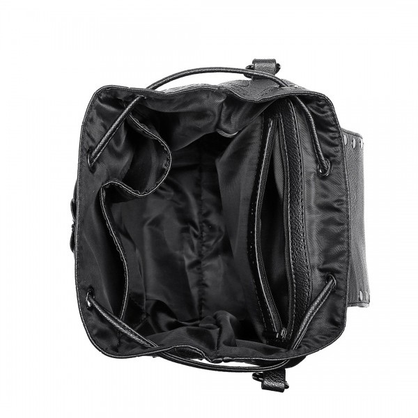 L1414 - Miss Lulu Totenkopf-Nieten Rucksack Schultertasche - Schwarz