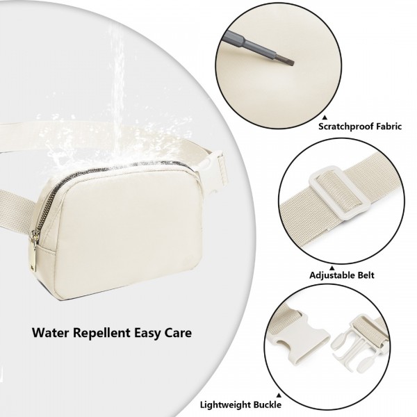 L2337 - Miss Lulu Lightweight Stylish Water-Resistant Casual Bum Bag - Beige
