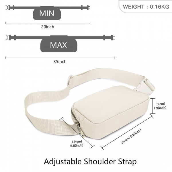 L2337 - Miss Lulu Lightweight Stylish Water-Resistant Casual Bum Bag - Beige