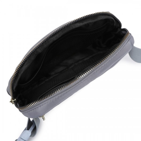 L2337 - Miss Lulu Lightweight Stylish Water-Resistant Casual Bum Bag - Grey