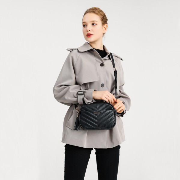 LA2119 - Miss LuLu Lightweight Quilted Leather Cross body Bag - Pink