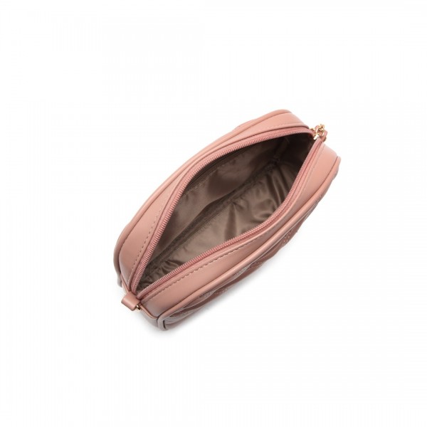 LA2119 - Miss LuLu Lightweight Quilted Leather Cross body Bag - Pink