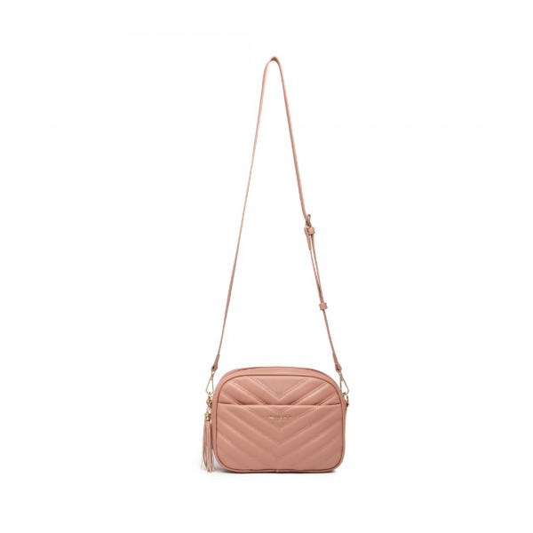 LA2119 - Miss LuLu Lightweight Quilted Leather Cross body Bag - Pink