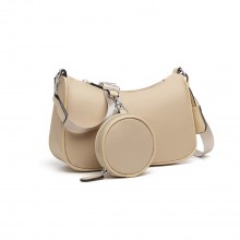 LB2060 - Miss Lulu Cross-Body Handbag with a Detachable Pouch - Khaki