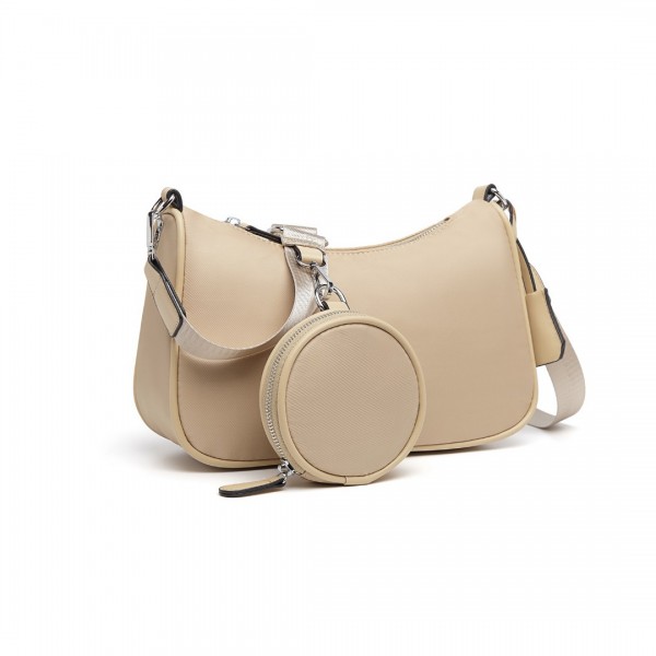 LB2060 - Miss Lulu Cross-Body Handbag with a Detachable Pouch - Khaki