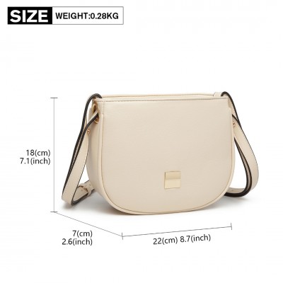 LB2102 - Miss Lulu Simple Cross-Body Handbag - Beige