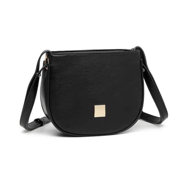 LB2102 - Miss Lulu Simple Cross-Body Handbag - Black