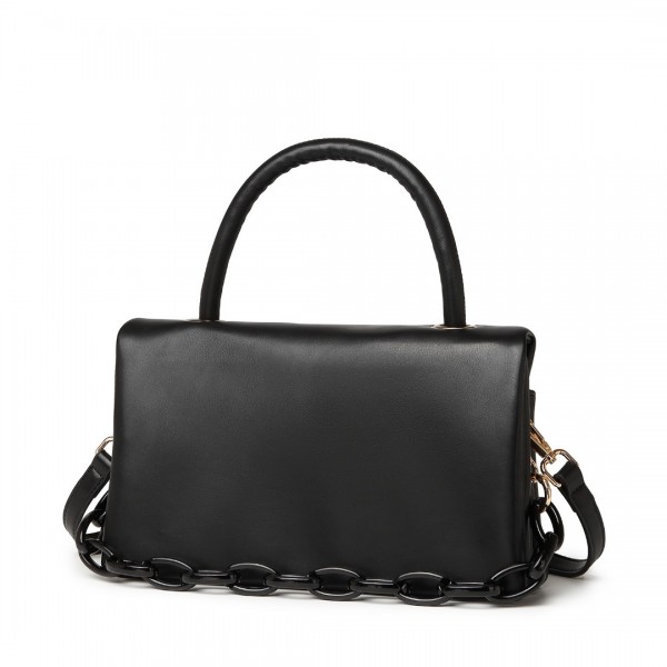 LB2122 - Miss Lulu Personality Versatile Chain Handbag Crossbody Bag - Black