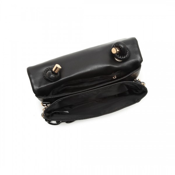 LB2122 - Miss Lulu Personality Versatile Chain Handbag Crossbody Bag - Black