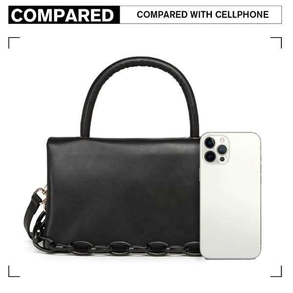 LB2122 - Miss Lulu Personality Versatile Chain Handbag Crossbody Bag - Black