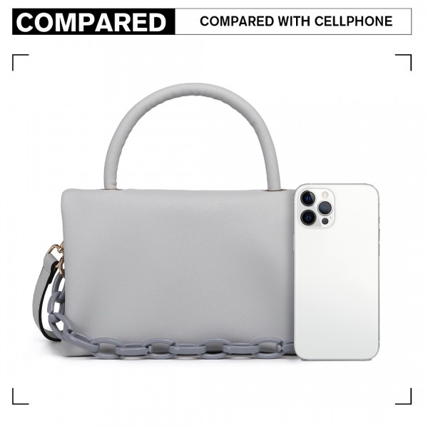 LB2122 - Miss Lulu Personality Versatile Chain Handbag Crossbody Bag - Grey