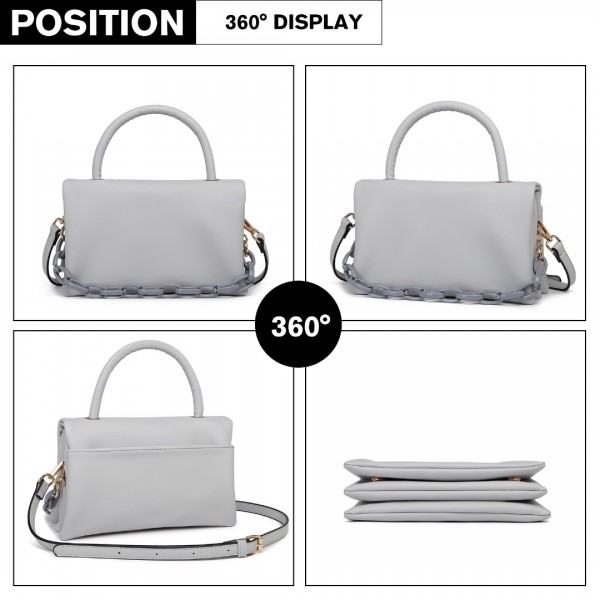 LB2122 - Miss Lulu Personality Versatile Chain Handbag Crossbody Bag - Grey