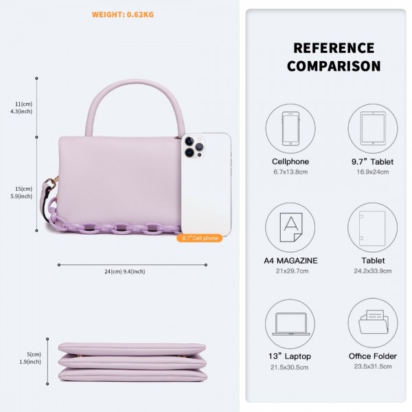 LB2122 - Miss Lulu Personality Versatile Chain Handbag Crossbody Bag - Purple