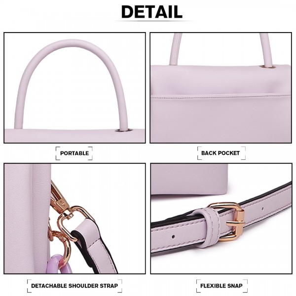 LB2122 - Miss Lulu Personality Versatile Chain Handbag Crossbody Bag - Purple