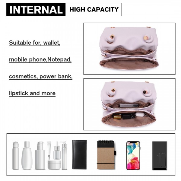 LB2122 - Miss Lulu Personality Versatile Chain Handbag Crossbody Bag - Purple